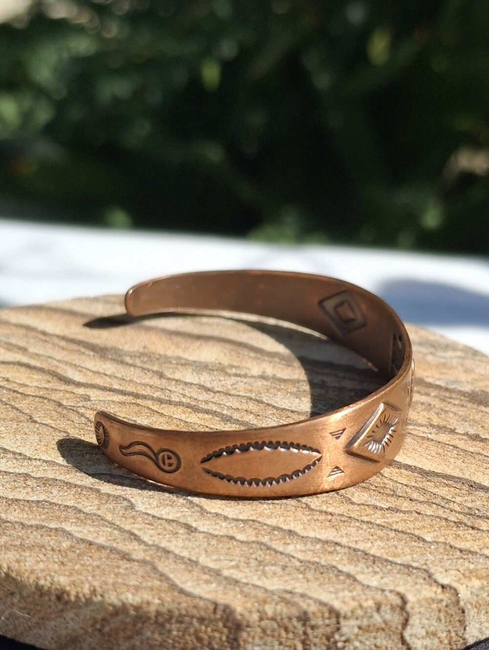 VTG Southwestern Stamped Bell Trading Post Copper Thunderbird Cuff Bracelet - Picture 5 of 8